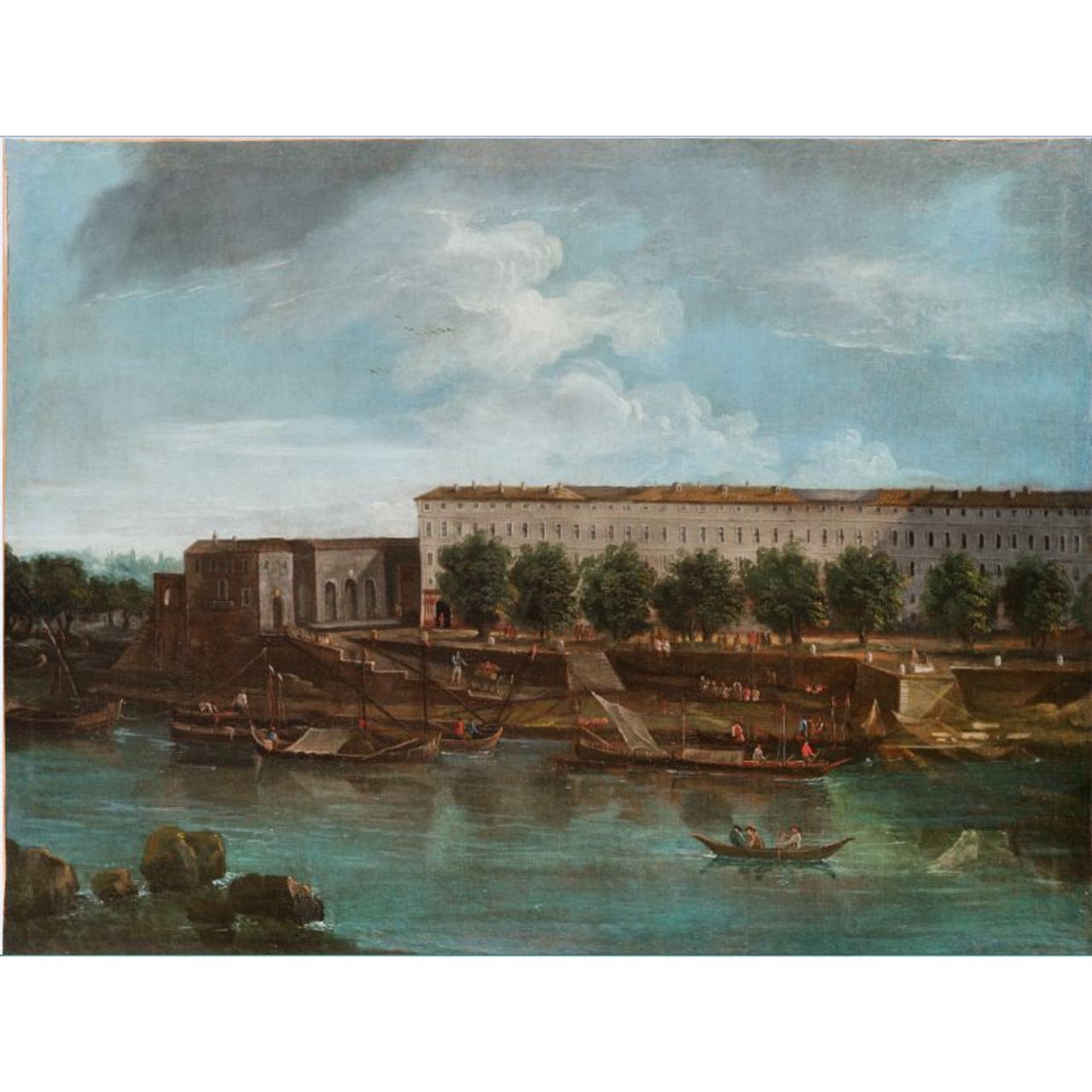 Dipinto: Coppia di vedute fluviali: San Michele a Ripa (II)